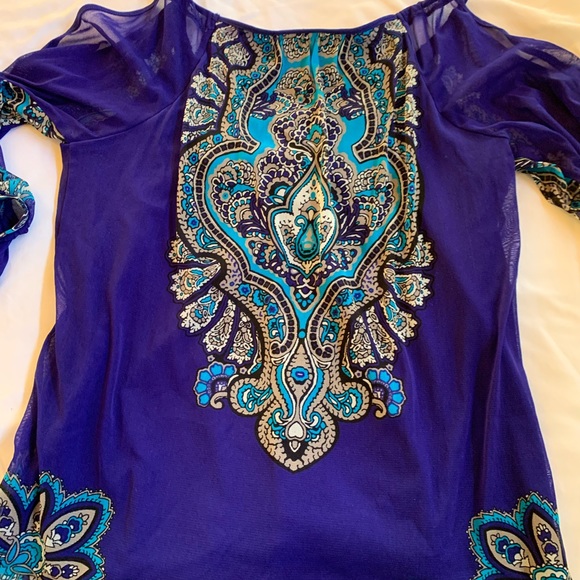 Cold shoulder top; med: color accurate; 100 nylon/ never worn - Picture 4 of 4